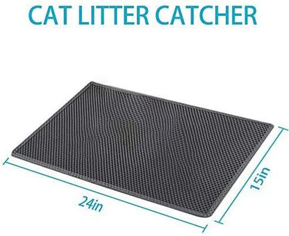 Small Cat Litter Box Mat: Easy Clean Kitty Litter Trapping Mat for Floor, Plastic Cat Box Pad (15 * 24In, Grey, 1P)