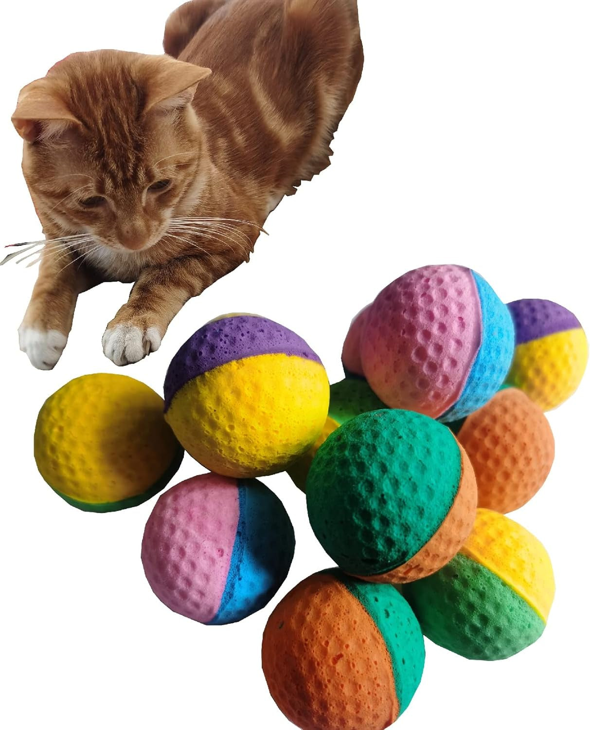 Cat Foam Ball Cat Sponge Ball Toy Cat Soccer Ball Toy (Mini, Two Color Pet Ball)