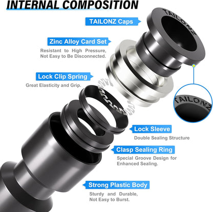 Black Straight 1/2 Inch Tube OD Push to Connect Tube Fittings Push Lock PU-1/2 (Pack of 2)